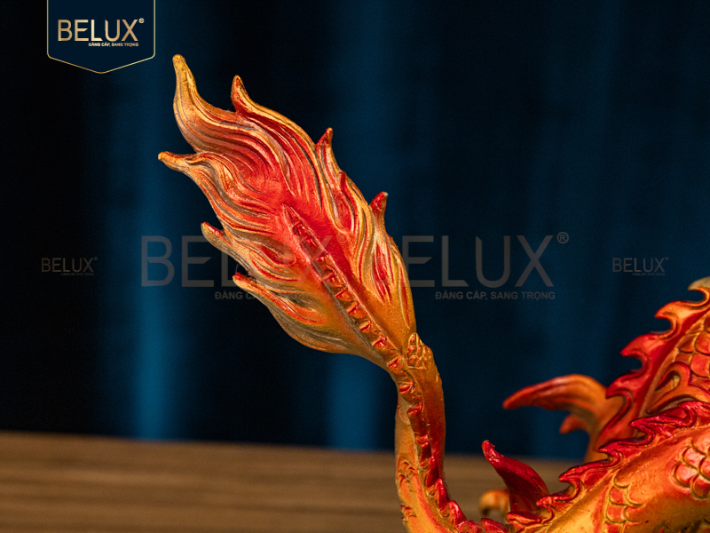 Tượng rồng ôm ngọc bằng đồng decor dài 36cm